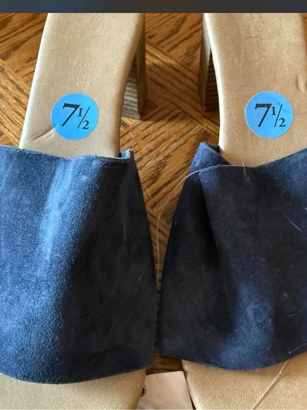 Navy Suede Slide Heels - 7.5